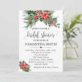 Invitation Noël Poinsettia floral Fête des mariées de vacance (Debout devant)