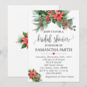 Invitation Noël Poinsettia floral Fête des mariées de vacance (Devant / Derrière)
