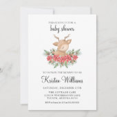 Invitation Noël Poinsettia Little Deer Baby shower (Devant)