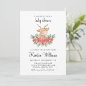 Invitation Noël Poinsettia Little Deer Baby shower (Debout devant)