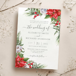 Invitation Noël Poinsettia Mariage de verdure d'hiver