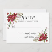 Invitation Noel Poinsettia Mariage RSVP (Devant)