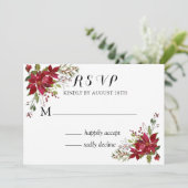 Invitation Noel Poinsettia Mariage RSVP (Debout devant)