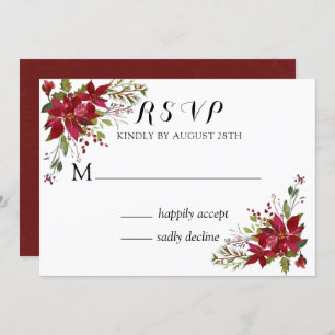 Invitation Noel Poinsettia Mariage RSVP