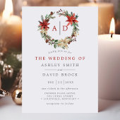 Invitation Noël Poinsettia Monogram Mariage de couronne