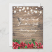 Invitation Noël Poinsettia Rustique Mariage d'hiver (Devant)
