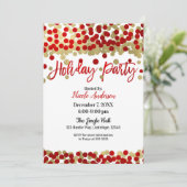 Invitation Noël Points Rouges et Or Modernes Fête de Fins d'A (Debout devant)