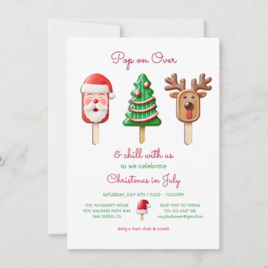 Invitation Noël populaire en juillet (Devant)