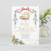 Invitation Noël Pour Tea Party Red Bow Fête des mariées (Debout devant)