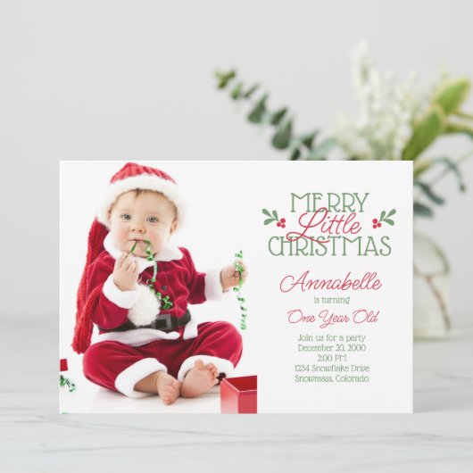 Invitation Noël Premier anniversaire (Debout devant)