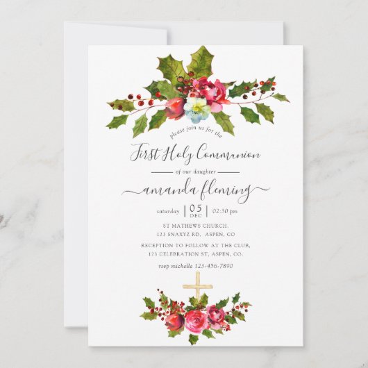 Invitation Noël Première communion sainte (Devant)