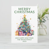 Invitation Noël présente des vacances vertes (Debout devant)