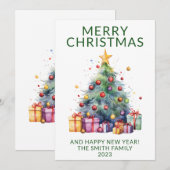 Invitation Noël présente des vacances vertes (Devant / Derrière)