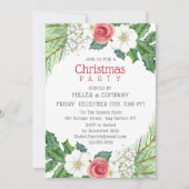 Invitation Noël Pretty Floral Corporate Noël Party (Devant)