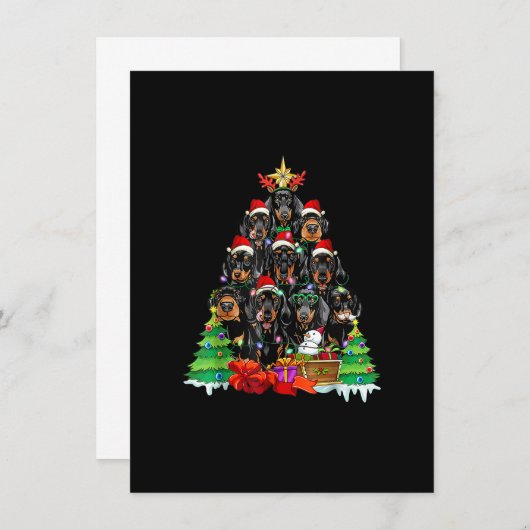 Invitation Noël Pyjama Dachshund Arbre Chien Noël Pour Chien  (Devant / Derrière)