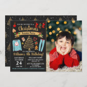 Invitation Noël Pyjama Party Boy Anniversaire Photo (Devant / Derrière)