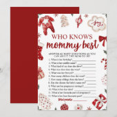 Invitation Noël Qui Connaît Maman Meilleur Baby shower Jeu (Devant / Derrière)