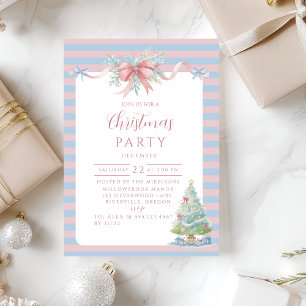 Invitation Noël rayure bonbon pastel