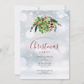 Invitation Noël Red Berries Snowflakes Fête (Devant)