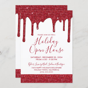 Invitation Noël Red Parties scintillant Drives Holiday Open H