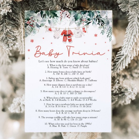 Invitation Noël Red Père Noël Baby shower bébé Trivia Jeu