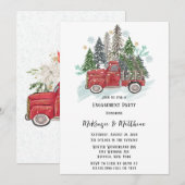 Invitation Noël Red Vintage Truck Engagement (Devant / Derrière)