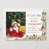 Invitation Noël Reindeer Anniversaire Fête Oh Quel Amusement (Devant)