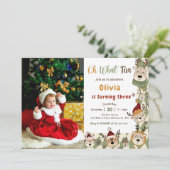 Invitation Noël Reindeer Anniversaire Fête Oh Quel Amusement (Debout devant)