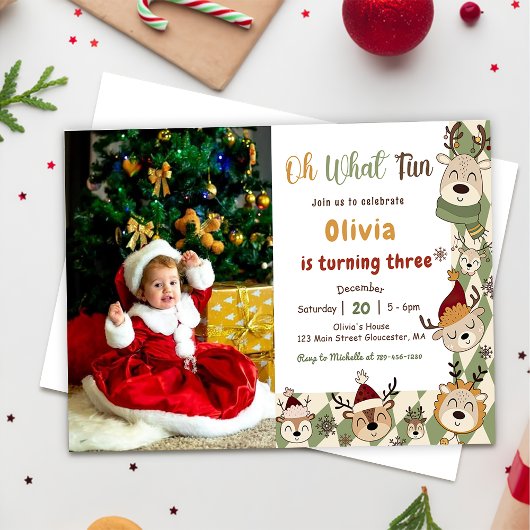 Invitation Noël Reindeer Anniversaire Fête Oh Quel Amusement