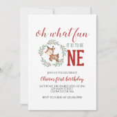 Invitation Noël Reindeer Premier anniversaire (Devant)
