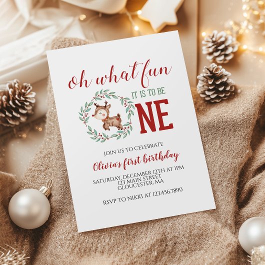 Invitation Noël Reindeer Premier anniversaire