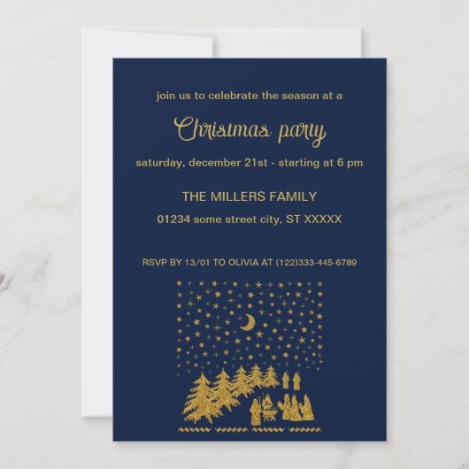 Invitation Noël religieux, Naissance de Jésus (Devant)