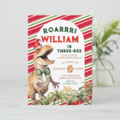 Invitation Noël Retro Dinosaur Bow Aquarelle Anniversaire (Debout devant)