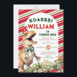 Invitation Noël Retro Dinosaur Bow Aquarelle Anniversaire<br><div class="desc">Christmas Retro Dinosaur Bow Aquarelle Birthday Le libellé de l'anniversaire peut être modifié à n'importe quelle occasion</div>