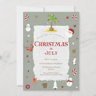 Invitation Noël rétro en Juillet Fête de Vacances Belée