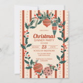 Invitation Noël rétro raypes grand-milenium dîner fête (Devant)