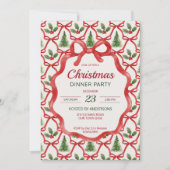 Invitation Noël rétro raypes grand-milenium dîner fête (Devant)