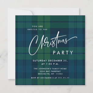 Invitation Noël rétro Tartan Plaid Fête de Vacances Simple
