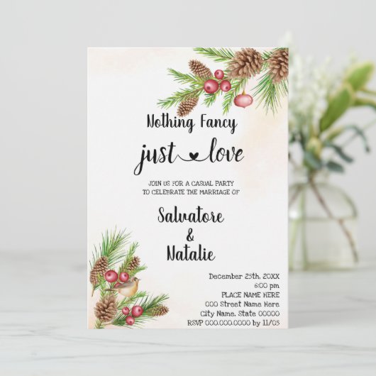 Invitation Noël Rien de fantaisie juste Amour Elopement (Debout devant)