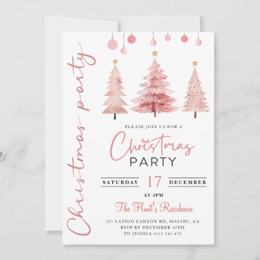 Invitation Noël rose (Devant)