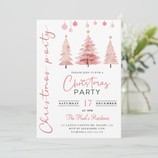 Invitation Noël rose (Debout devant)