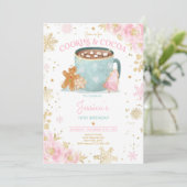 Invitation Noël rose et or Cookies et cacao Anniversaire (Debout devant)
