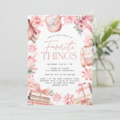 Invitation Noël rose | Fête des objets préférés de vacances (Debout devant)