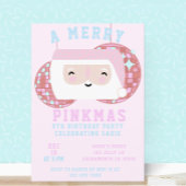 Invitation Noël Rose Filles Disco Fête d'anniversaire