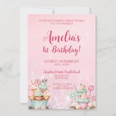 Invitation Noël rose Onederland Cupcake 1er anniversaire (Devant)