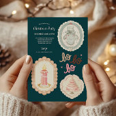 Invitation Noël rose rétro