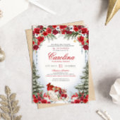 Invitation Noël Rose vacances Sleigh hiver Quinceanera