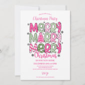 Invitation Noël rose vert fantaisiste (Devant)