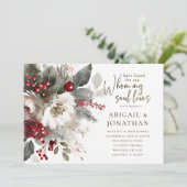 Invitation Noël Rouge Argent blanc Bible chrétienne Mariage (Debout devant)