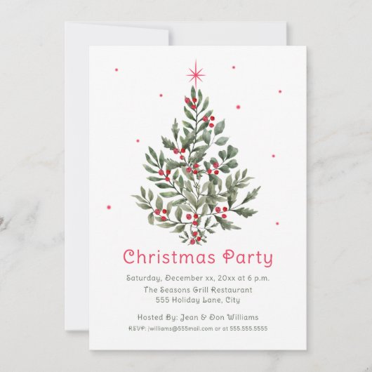 Invitation Noël Rouge et blanc (Devant)